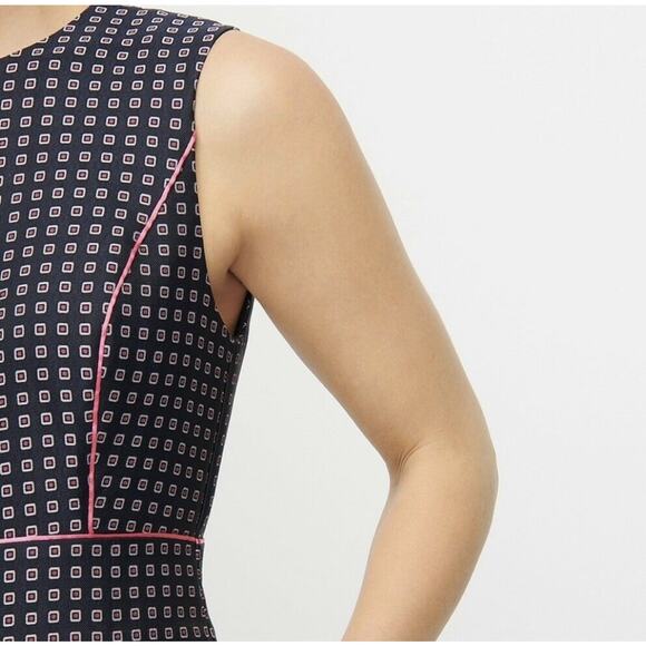 NWT J. Crew Navy Pink Pleated Full-skirt Jacquard Dress 00 Classy Career Retro - Picture 4 of 14